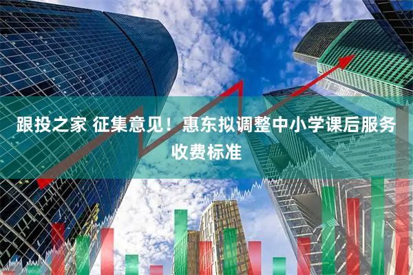 跟投之家 征集意见！惠东拟调整中小学课后服务收费标准