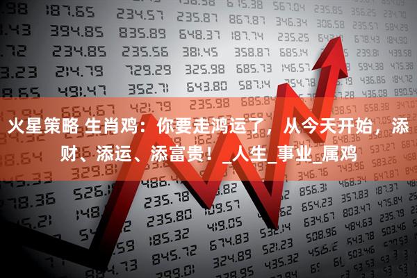 火星策略 生肖鸡：你要走鸿运了，从今天开始，添财、添运、添富贵！_人生_事业_属鸡
