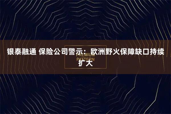 银泰融通 保险公司警示：欧洲野火保障缺口持续扩大